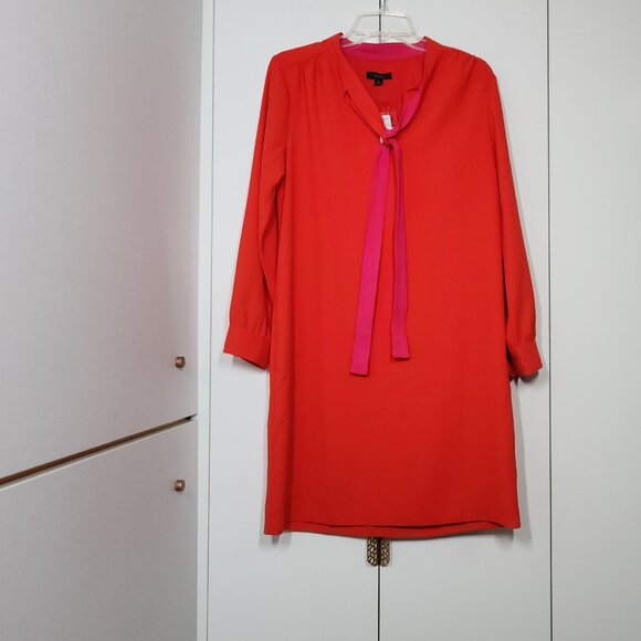 J.Crew Shift Dress with Necktie in 365 Crepe Women's Size 6 Red - Picture 1 of 11